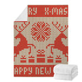 Xmas Deer Knitted Print Blanket