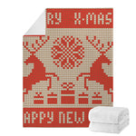 Xmas Deer Knitted Print Blanket