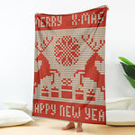 Xmas Deer Knitted Print Blanket