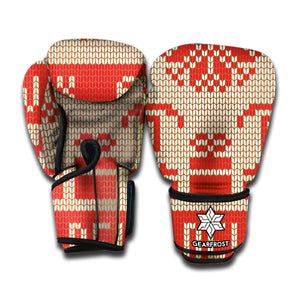 Xmas Deer Knitted Print Boxing Gloves