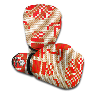 Xmas Deer Knitted Print Boxing Gloves