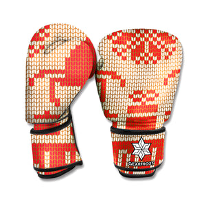 Xmas Deer Knitted Print Boxing Gloves