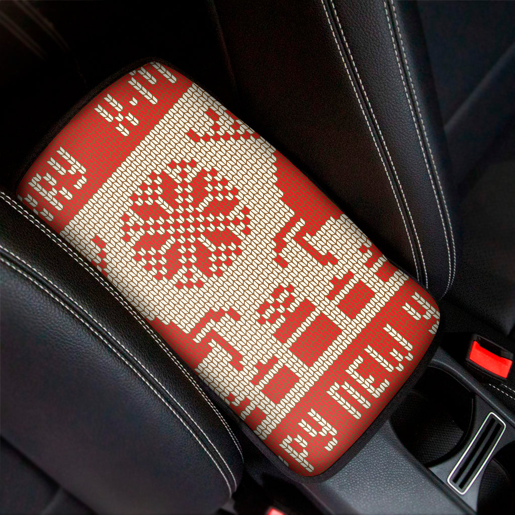 Xmas Deer Knitted Print Car Center Console Cover