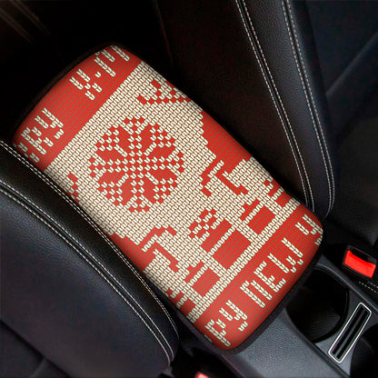 Xmas Deer Knitted Print Car Center Console Cover