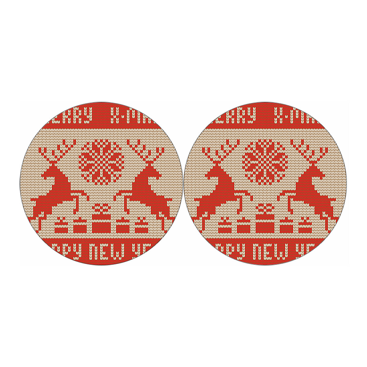 Xmas Deer Knitted Print Car Coasters