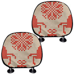 Xmas Deer Knitted Print Car Headrest Covers