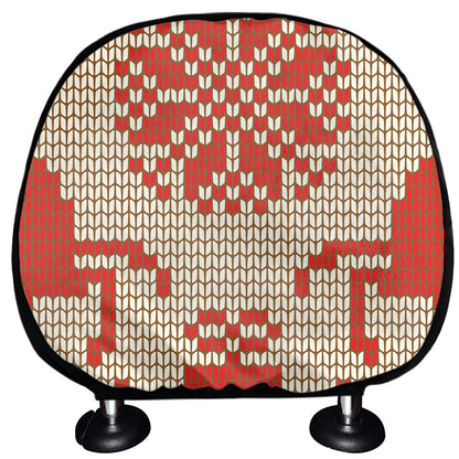 Xmas Deer Knitted Print Car Headrest Covers