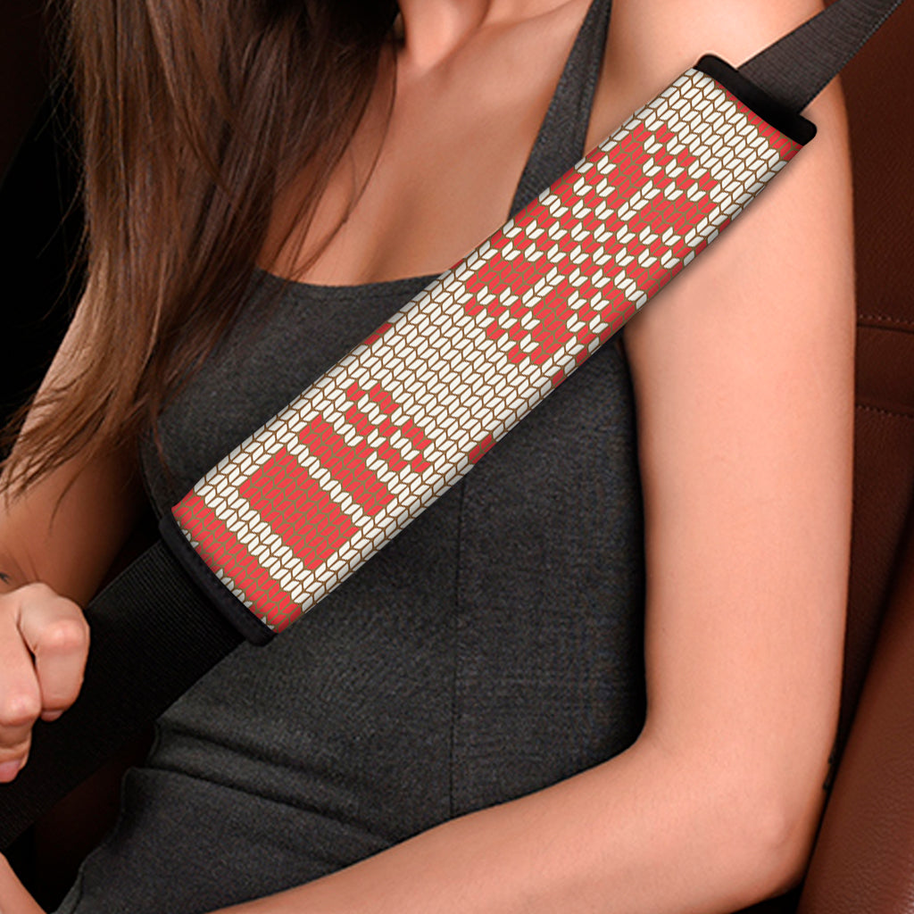 Xmas Deer Knitted Print Car Seat Belt Covers