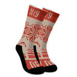 Xmas Deer Knitted Print Crew Socks