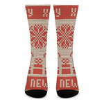 Xmas Deer Knitted Print Crew Socks