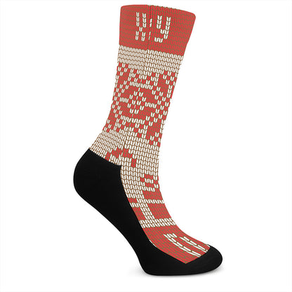 Xmas Deer Knitted Print Crew Socks