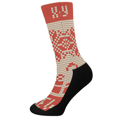 Xmas Deer Knitted Print Crew Socks