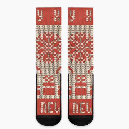 Xmas Deer Knitted Print Crew Socks