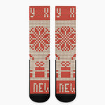 Xmas Deer Knitted Print Crew Socks