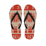 Xmas Deer Knitted Print Flip Flops