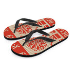 Xmas Deer Knitted Print Flip Flops