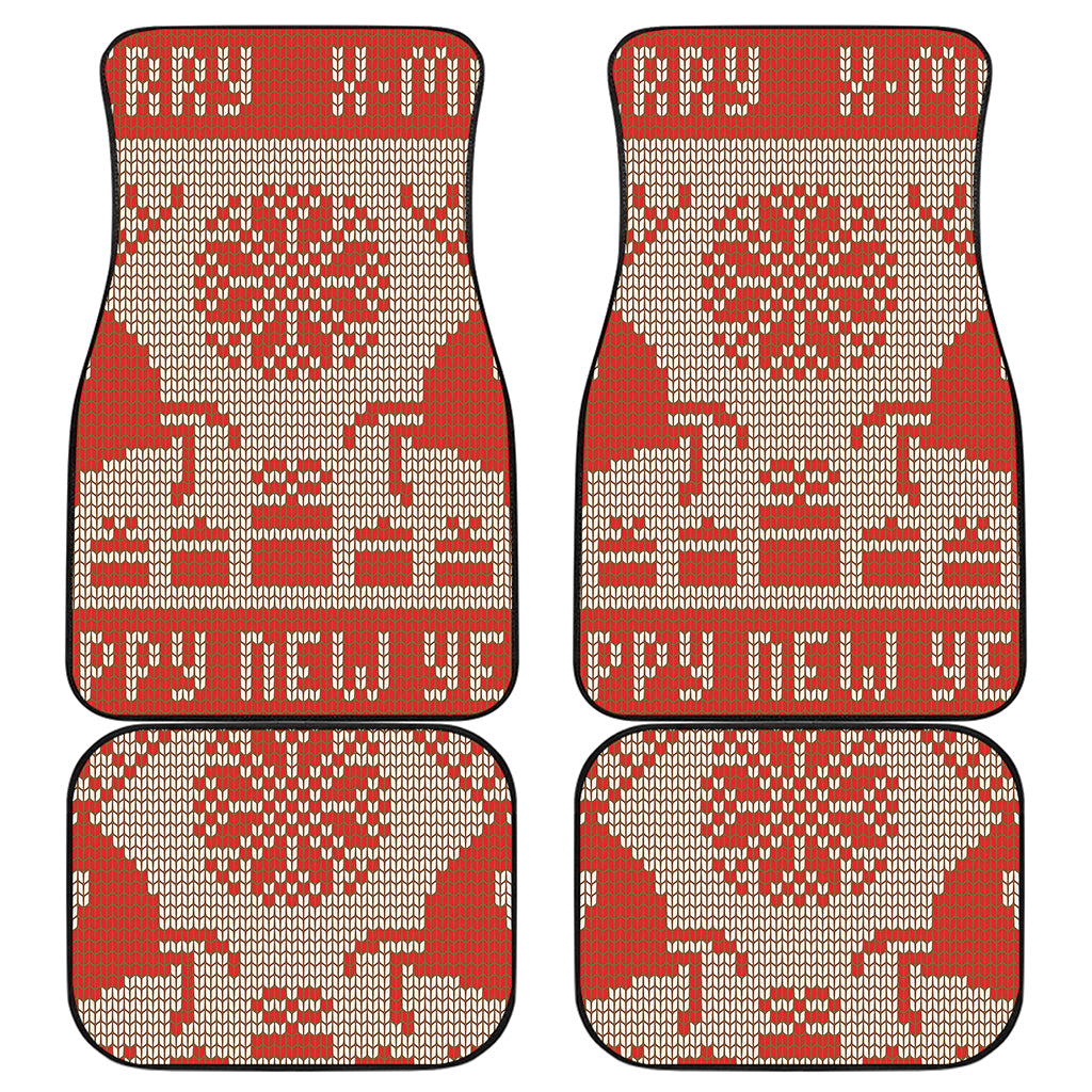 Xmas Deer Knitted Print Front and Back Car Floor Mats