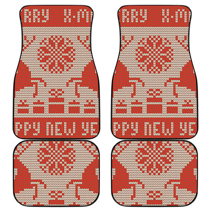 Xmas Deer Knitted Print Front and Back Car Floor Mats