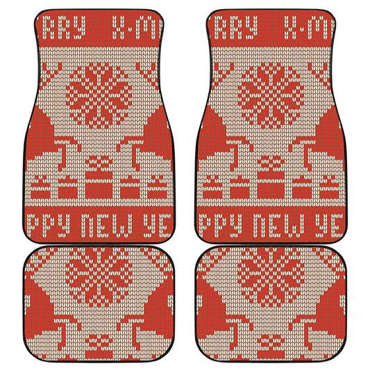 Xmas Deer Knitted Print Front and Back Car Floor Mats