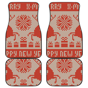 Xmas Deer Knitted Print Front and Back Car Floor Mats