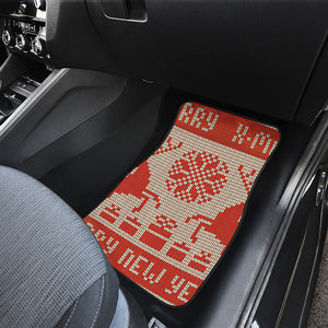 Xmas Deer Knitted Print Front and Back Car Floor Mats