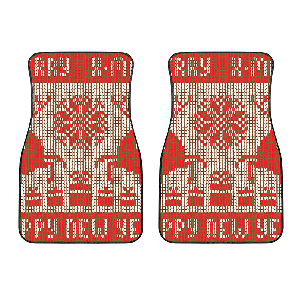 Xmas Deer Knitted Print Front Car Floor Mats