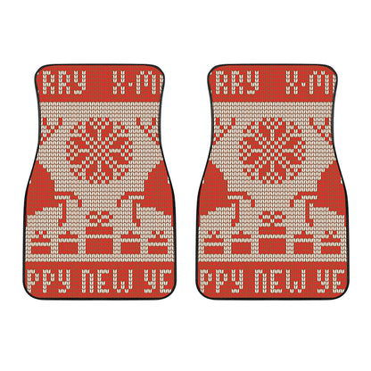Xmas Deer Knitted Print Front Car Floor Mats