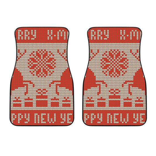 Xmas Deer Knitted Print Front Car Floor Mats