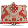 Xmas Deer Knitted Print Hooded Blanket