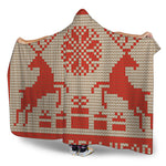 Xmas Deer Knitted Print Hooded Blanket