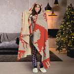 Xmas Deer Knitted Print Hooded Blanket