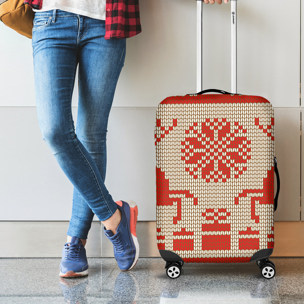 Xmas Deer Knitted Print Luggage Cover