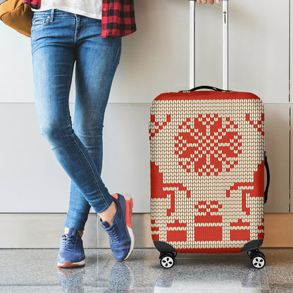Xmas Deer Knitted Print Luggage Cover