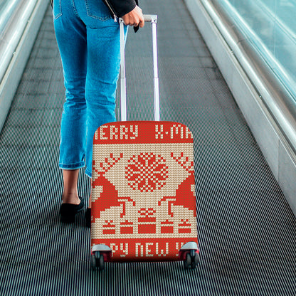 Xmas Deer Knitted Print Luggage Cover