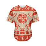 Xmas Deer Knitted Print Men's Baseball Jersey