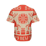Xmas Deer Knitted Print Men's Baseball Jersey