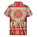 Xmas Deer Knitted Print Men's Short Sleeve Shirt