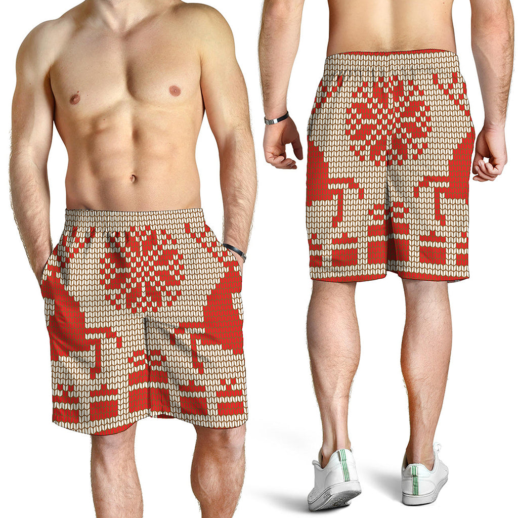 Xmas Deer Knitted Print Men's Shorts