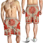 Xmas Deer Knitted Print Men's Shorts