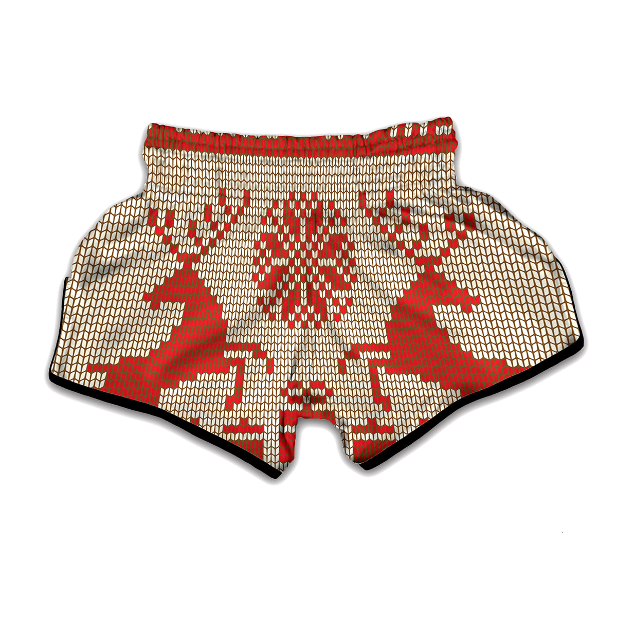 Xmas Deer Knitted Print Muay Thai Boxing Shorts