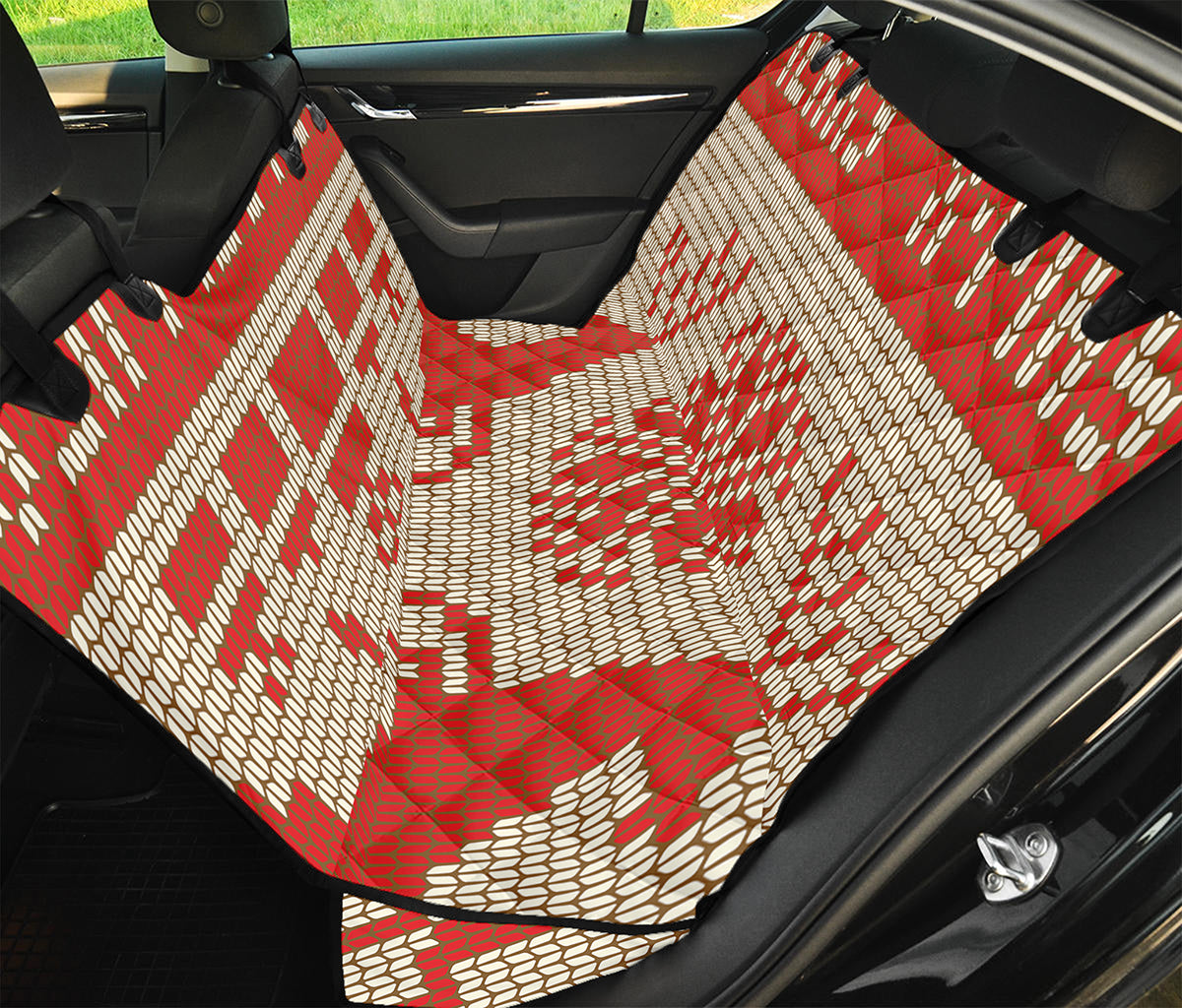 Xmas Deer Knitted Print Pet Car Back Seat Cover