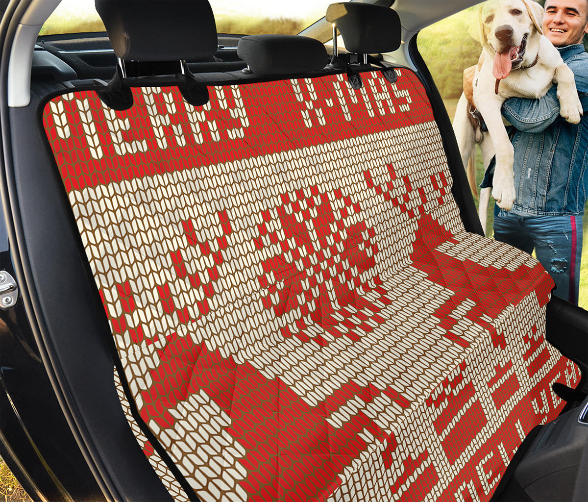 Xmas Deer Knitted Print Pet Car Back Seat Cover