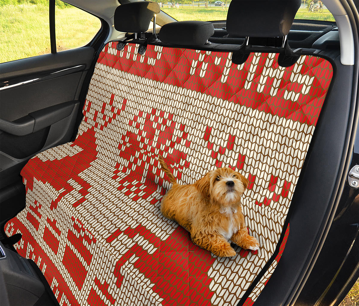 Xmas Deer Knitted Print Pet Car Back Seat Cover