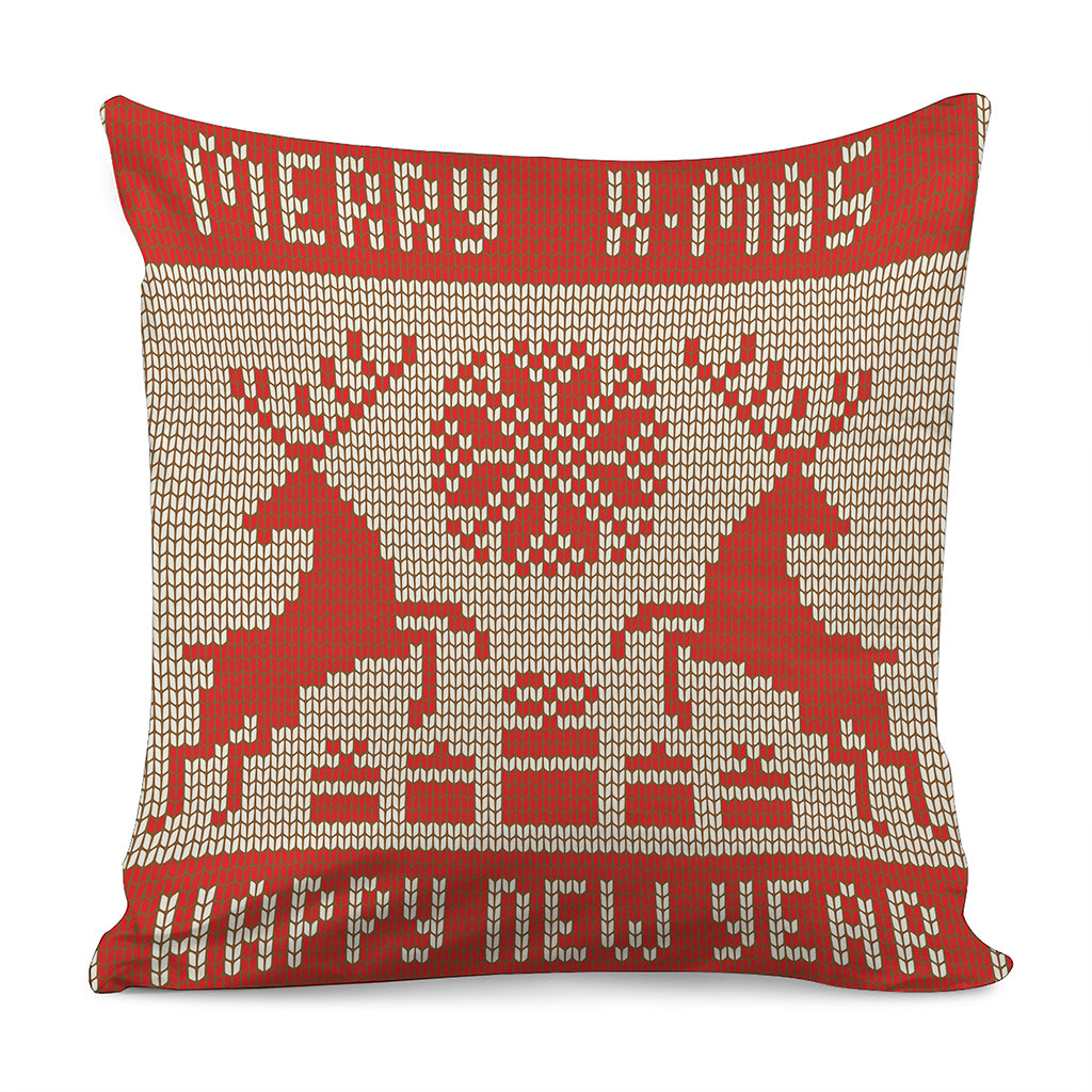 Xmas Deer Knitted Print Pillow Cover