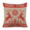 Xmas Deer Knitted Print Pillow Cover