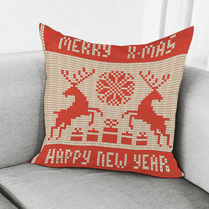 Xmas Deer Knitted Print Pillow Cover