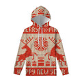 Xmas Deer Knitted Print Pullover Hoodie