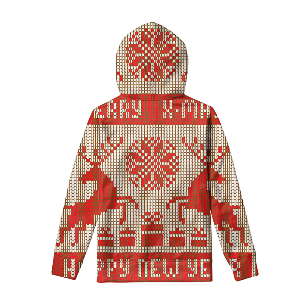 Xmas Deer Knitted Print Pullover Hoodie