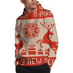 Xmas Deer Knitted Print Pullover Hoodie