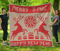 Xmas Deer Knitted Print Quilt